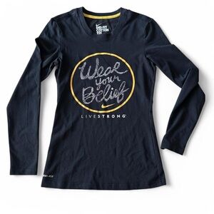 Nike Livestrong Dri-Fit Cotton Long Sleeve Tee XS - Black, “Live Strong”